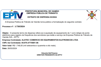 Extrato de Dispensa de Licitação 03/2024