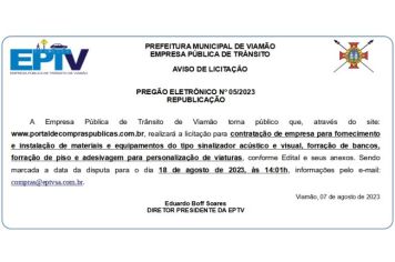 Aviso de Licitação Republicação