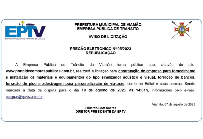 Aviso de Licitação Republicação
